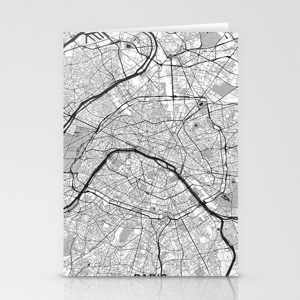 Paris Map Gray Stationery Cards