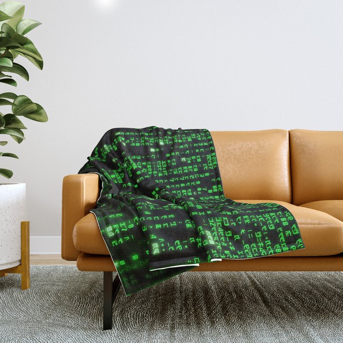 Matrix Binary Code Throw Blanket