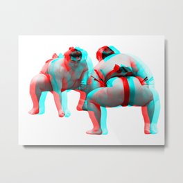 3D Sumo Wrestlers Metal Print