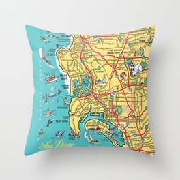 San Diego area map Throw Pillow
