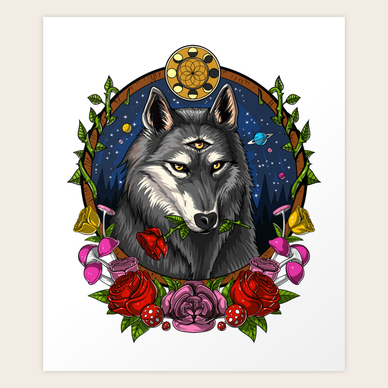 psychedelic wolf trippy moon phases art print by teecave society6 psychedelic wolf trippy moon phases art print by teecave