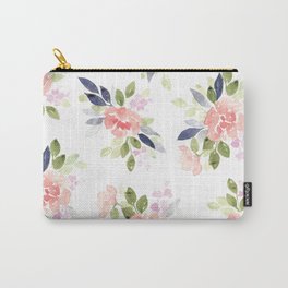 Peach & Nvy Watercolor Flowers Carry-All Pouch | Painting, Romanticwatercolors, Impressionism, Vintage, Watercolorflowers, Watercolourflowers, Peachypink, Floralpattern, Pattern, Watercolor 
