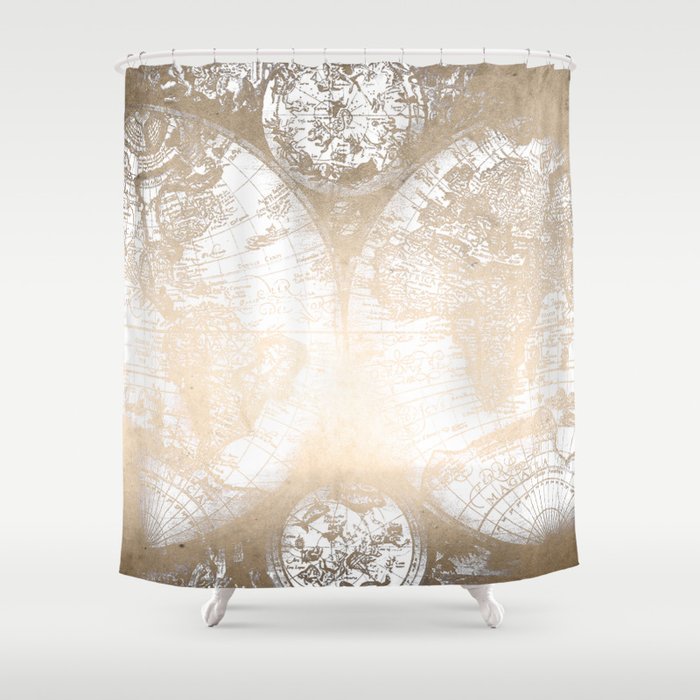 Shower Curtain By Nature Magick Society6, Gold Map Shower Curtain