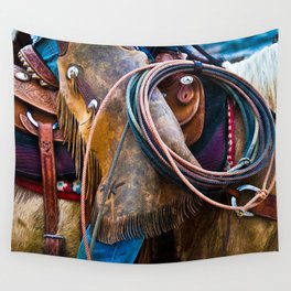 Tools of the Trade - Cowboy Saddle Closeup Wall Tapestry