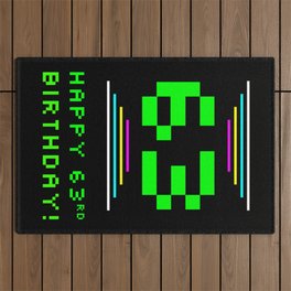 [ Thumbnail: 63rd Birthday - Nerdy Geeky Pixelated 8-Bit Computing Graphics Inspired Look Outdoor Rug ]