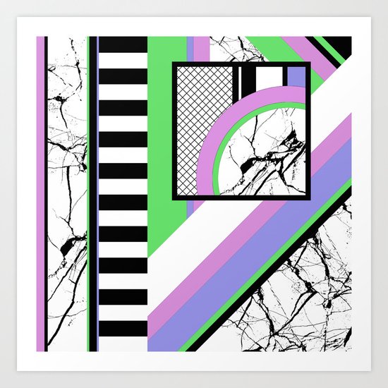 AMPS Deux - Abstract, Marble, Pastel, Stripes Art Print