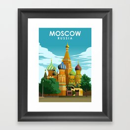 Moscow Russia Vintage Minimal Travel Poster Framed Art Print