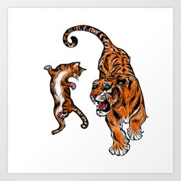 Cat vs. Tiger Art Print