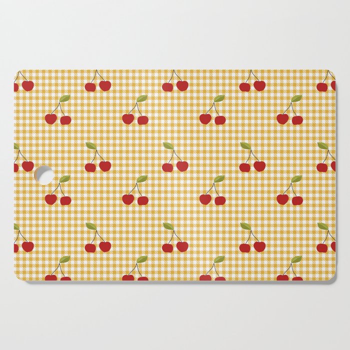 Cherries Yellow Plaid Cutting Board