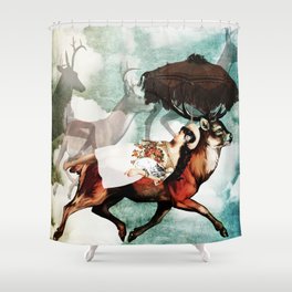 A dream of a journey with deers Shower Curtain