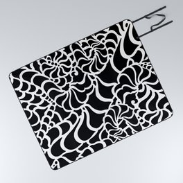 Black Swirls on White Background, Swirly Abstract Geometric Pattern Print in Black and White by Lauren Ashbury Picnic Blanket