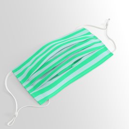 [ Thumbnail: Green & Turquoise Colored Lined/Striped Pattern Face Mask ]