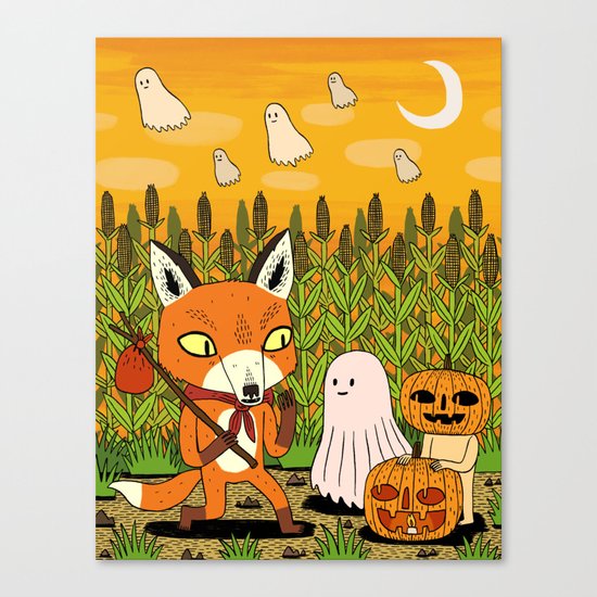 The Fox and the Pumpkin Canvas Print