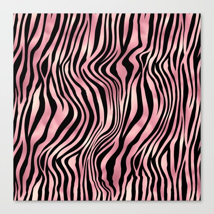 Pink Black Zebra Stripes Pattern Canvas Print