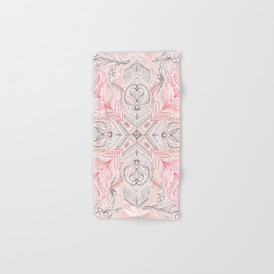 Peaches and Cream Doodle Tile Pattern Hand & Bath Towel