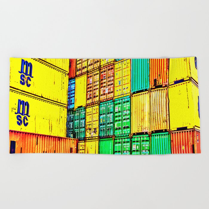 Colorful containers series C Beach Towel