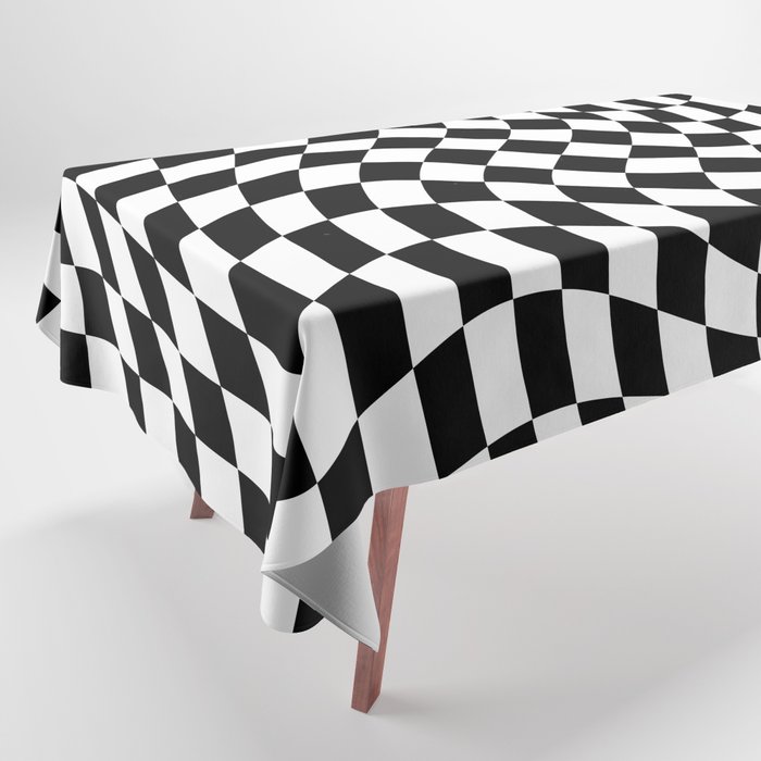 Large Checkerboard - Black & White - Swirl Tablecloth