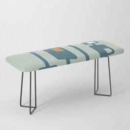 Mid Century Funky Blocks in Aqua and Teal Bench