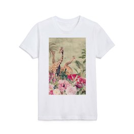 Vintage & Shabby Chic - Tropical Animals And Flower Garden Kids T Shirt