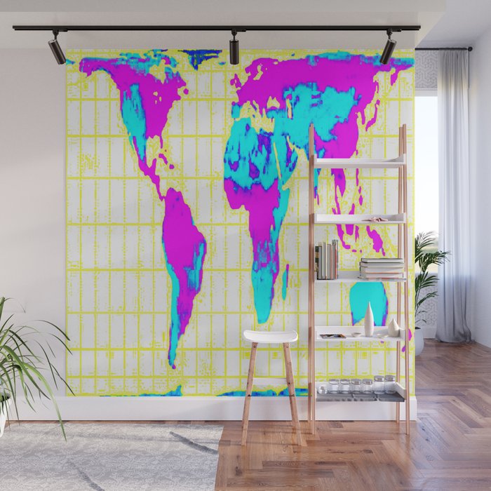 World Map: Gall Peters Colorful Wall Mural