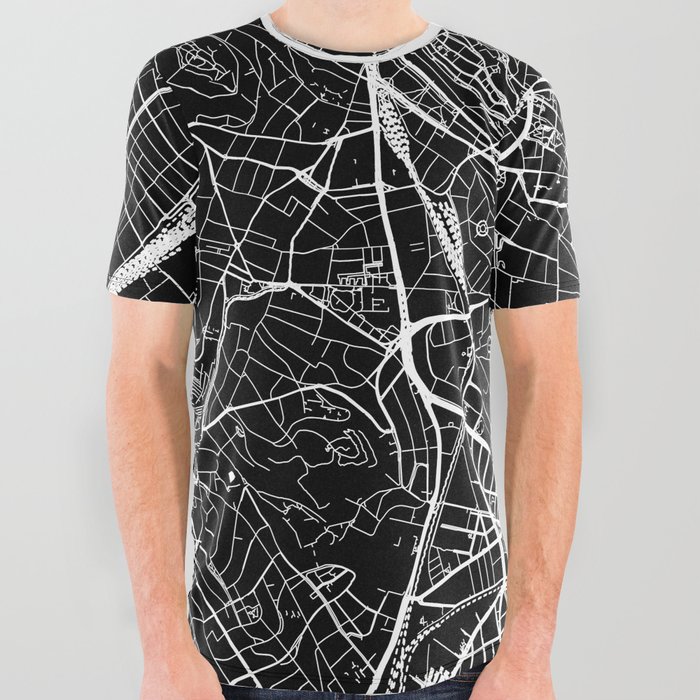 Budapest, Hungary, City Map - Black All Over Graphic Tee