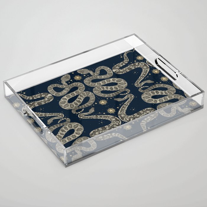 celestial snakes indigo Acrylic Tray