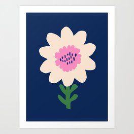 Sunflower - navy & pink Art Print