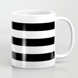 Large Black and White Horizontal Cabana Stripe Coffee Mug