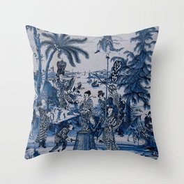 17th Century Delftware Chinoiserie Throw Pillow