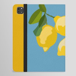 Fresh Lemon Tree Art Design on Yellow and Blue iPad Folio Case