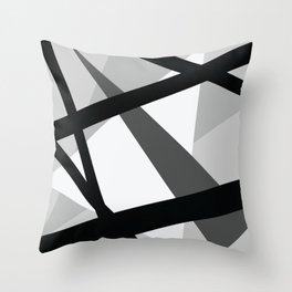 Abstract Grayscale Geometric Lines Throw Pillow