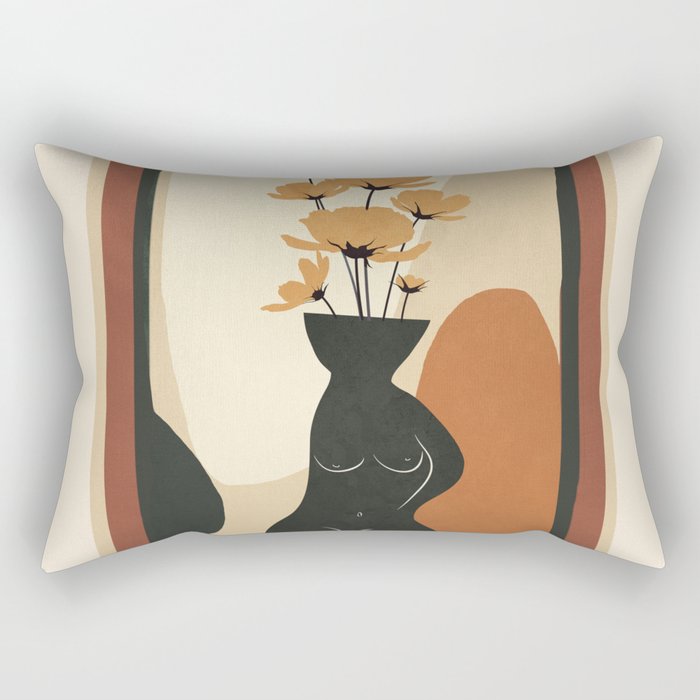 Modern Abstract Woman Body Vase 3 Rectangular Pillow