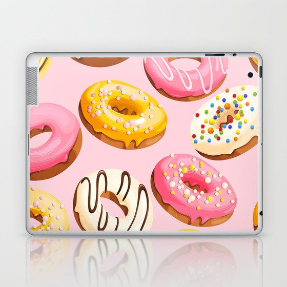 Doughnuts Pink Yellow Modern Confectionery Decor Laptop & iPad Skin