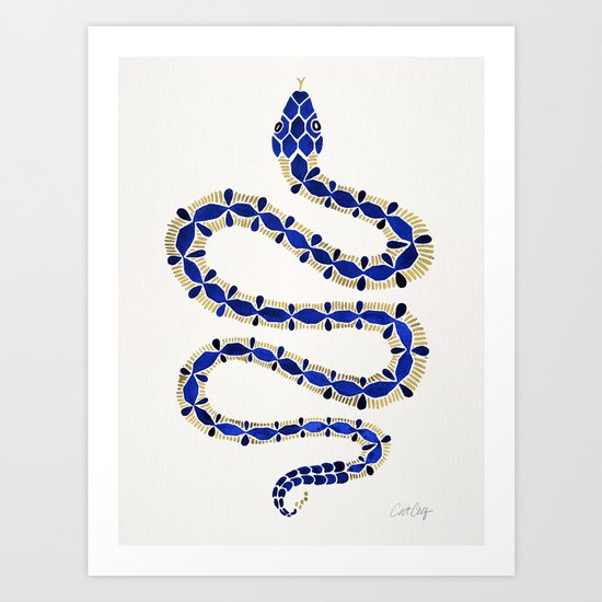 Navy & Gold Serpent Art Print