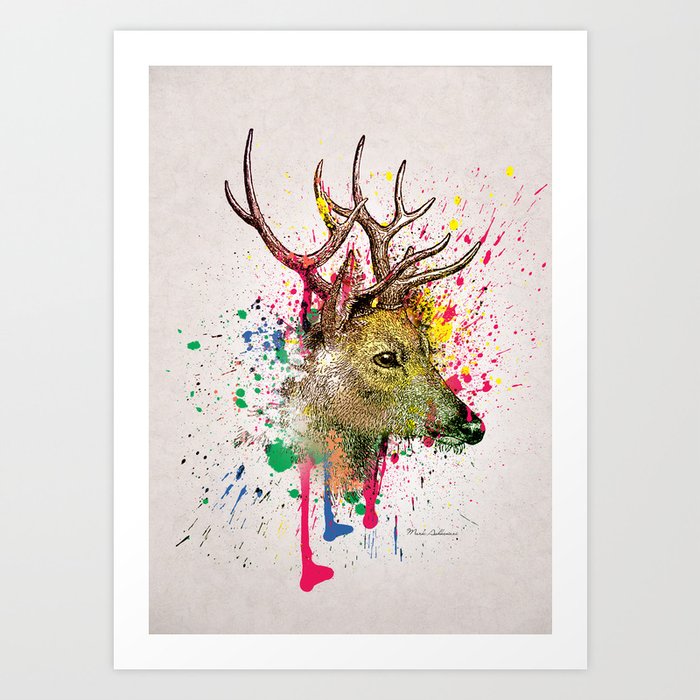deer painting abstract Art Print