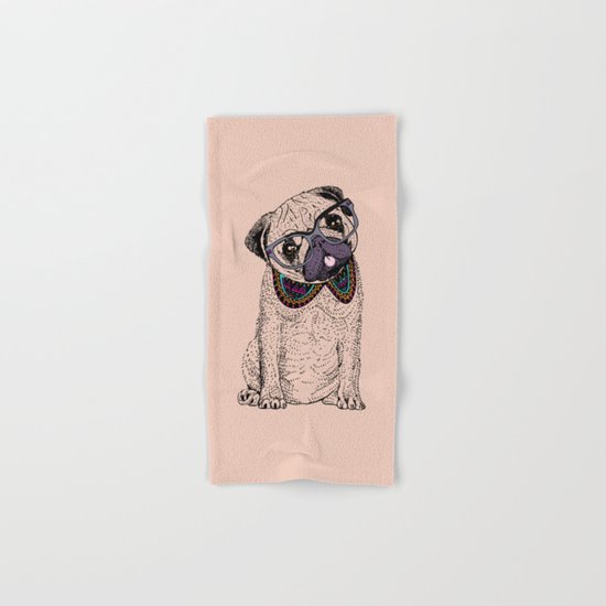 Hipster Pug Hand & Bath Towel