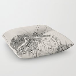New Orleans USA - Black and White City Map Floor Pillow