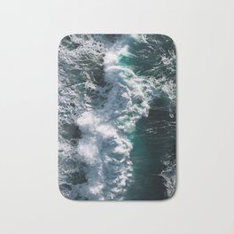 Crashing ocean waves - Ireland's seascapes at sunset Bath Mat | Nature, Water, Adventure, Aerial, Cinematic, Green, Dynamic, Blue, Moody, Splash 