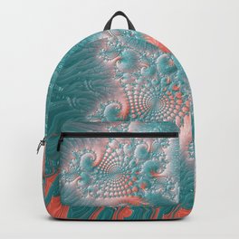 Abstract Coral Reef Living Coral Pastel Teal Blue Texture Spiral Swirl Pattern Fractal Fine Art Backpack | Undersea Underwater, Paradise Nature, Graphicdesign, Millennial Pink Cute, Pattern Coralreef, Teal Blue Pastel, Aquarium Orange Deep, Golden Spiral Swirl, Abstract Painting, Color Of The Year 