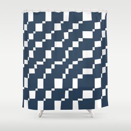 Rectangles 3 | Pattern in Indigo and White Shower Curtain