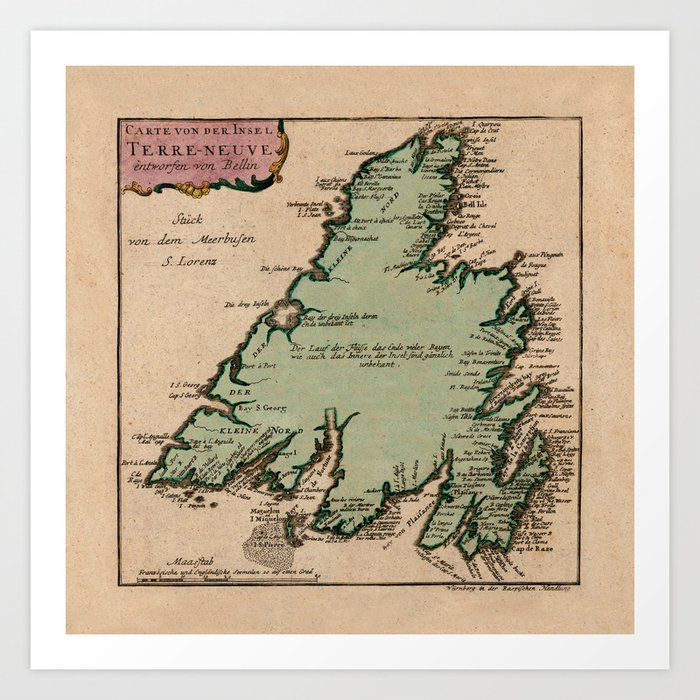 Map Of Newfoundland 1785 Art Print