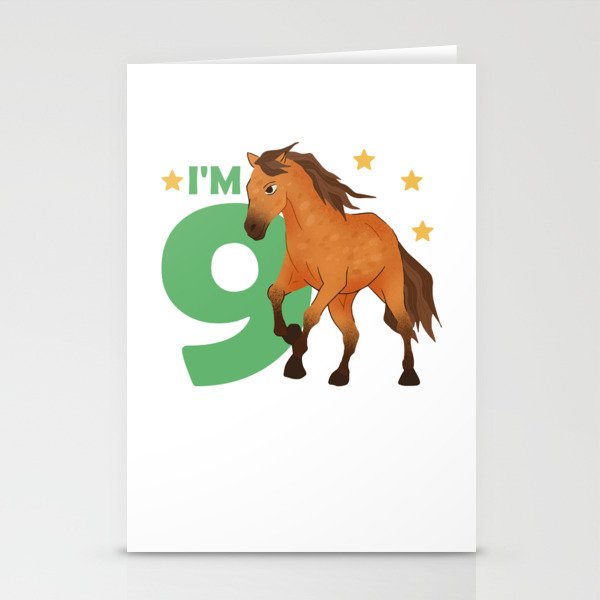 Children 9th Birthday Horse Nine Years Old Rider Stationery Cards