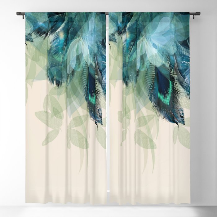 Beautiful Peacock Feathers Blackout Curtain