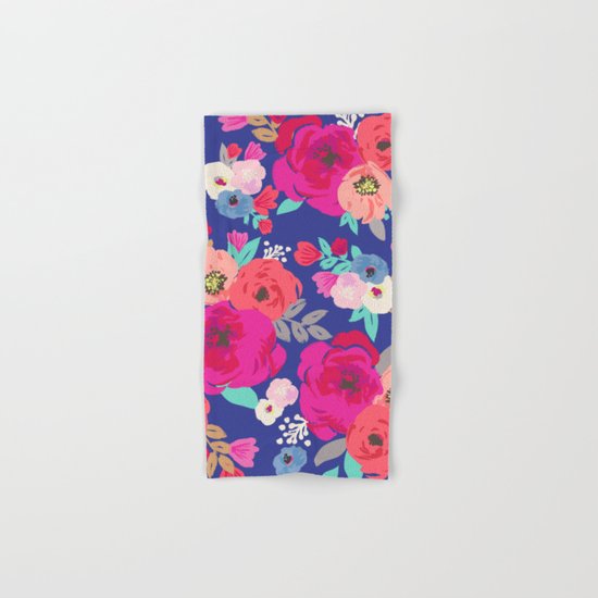 Sweet Pea Floral Blue Hand & Bath Towel