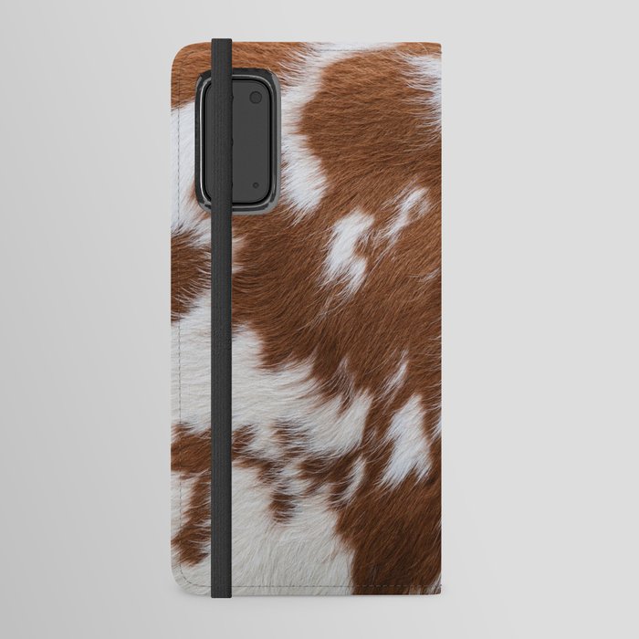 Brown and White Cow Skin Print Pattern Modern, Cowhide Faux Leather Android Wallet Case
