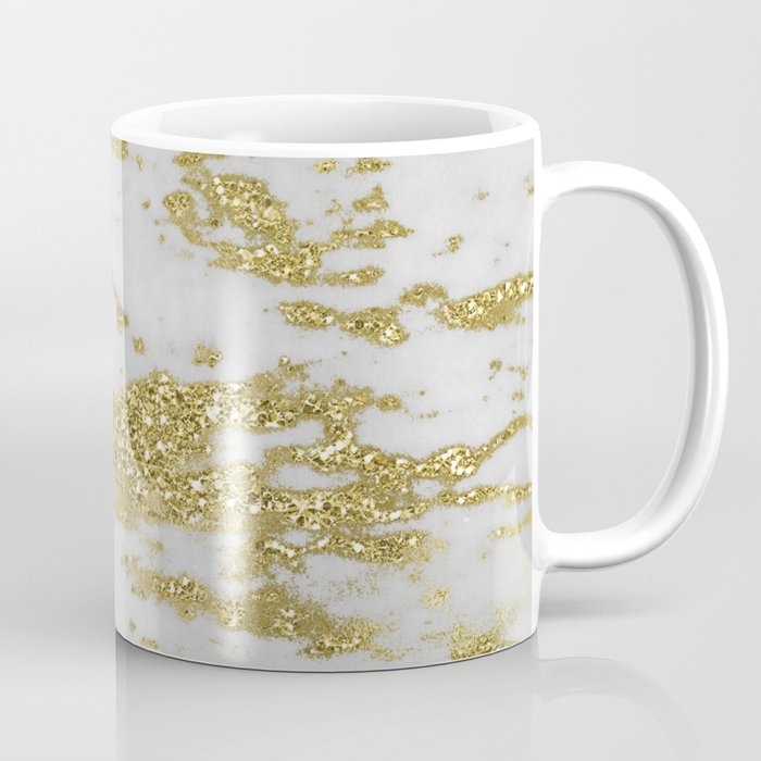 Marble - Glittery Gold Marble on White Design Coffee Mug
