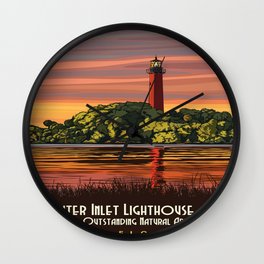 Vintage poster - Jupiter Inlet Lighthouse Wall Clock