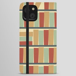 bookshelf (light and dark green, golden and reddish brown, cream) iPhone Wallet Case
