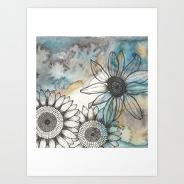 Water Colour Flowers Art Print