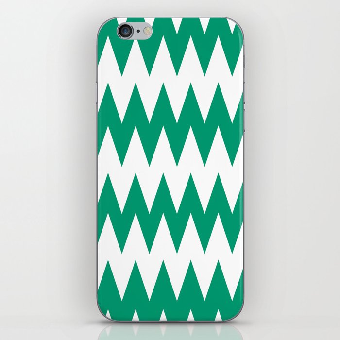 Green and White Line Stripe Pattern Pairs Dunn and Edwards 2022 Trending Color Rain Forest DE5684 iPhone Skin
